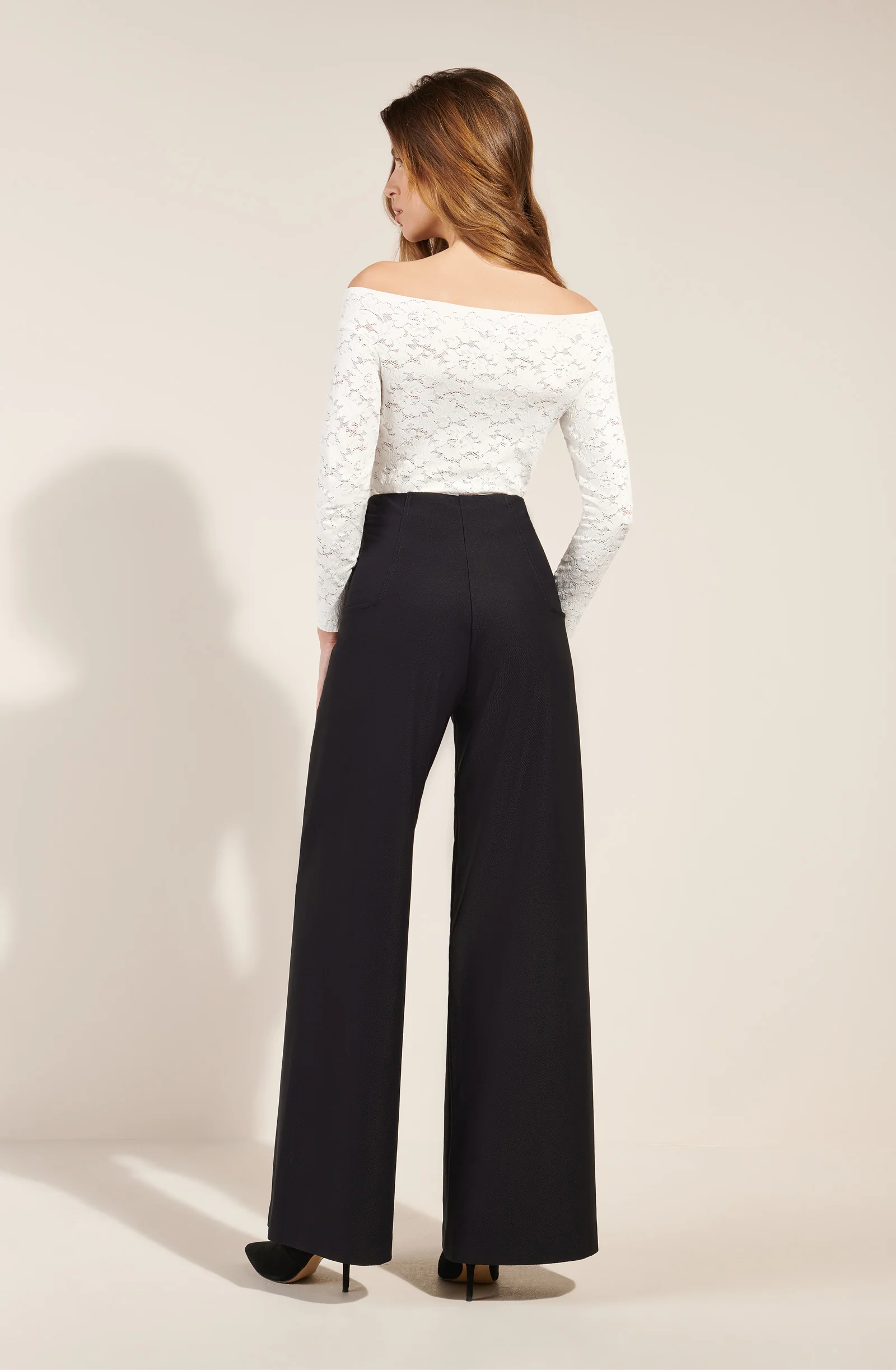 tasha Top en dentelle encolure bateau blanc écume Écume