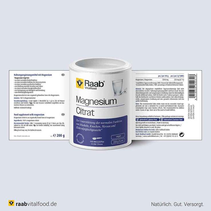 Raab Vitalfood Magnesiumcitrat Pulver, 200 g