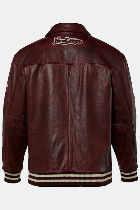 STHUGE Leder-Collegejacke, echtes Leder, Hemdkragen, bis 7 XL