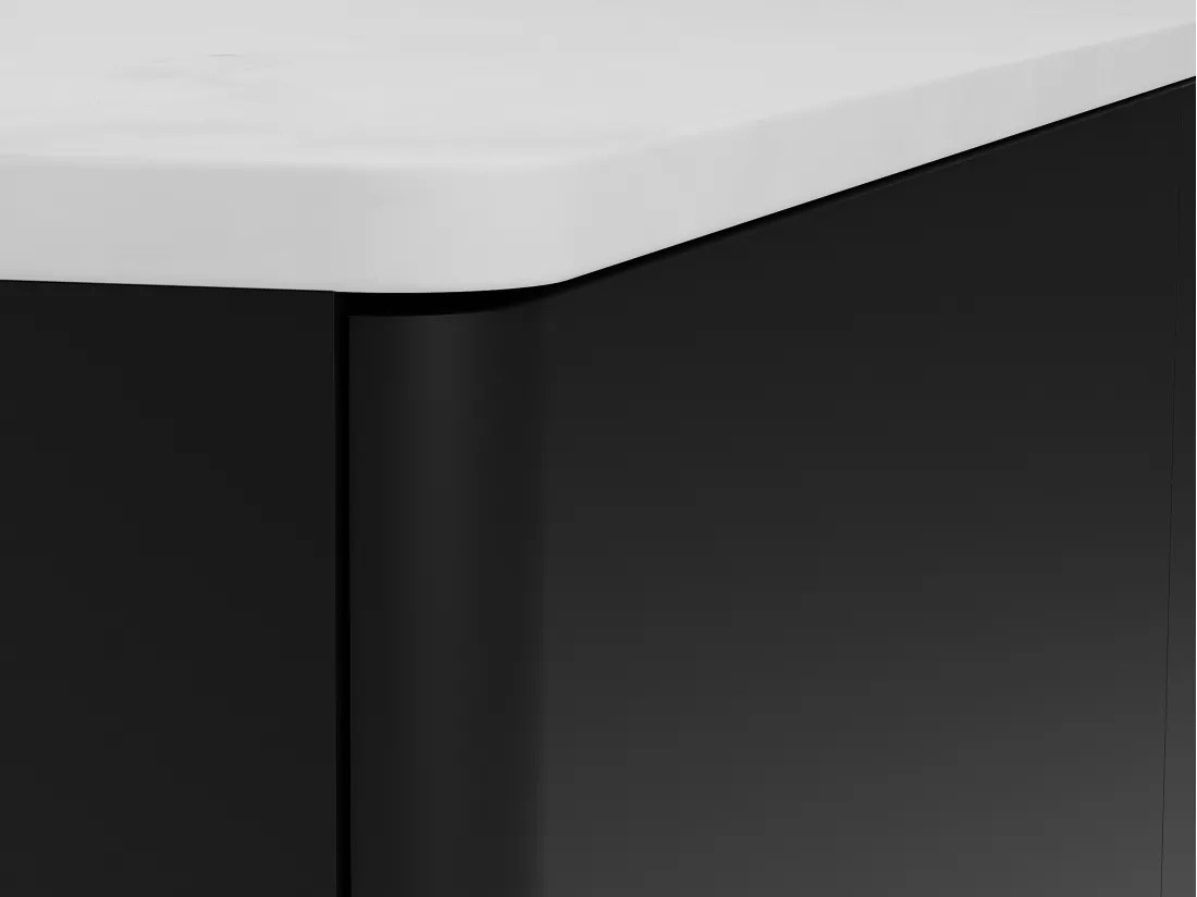 Buffet 3 portes avec LEDs en MDF - Noir et effet marbre blanc - DEVIKA de Pascal MORABITO