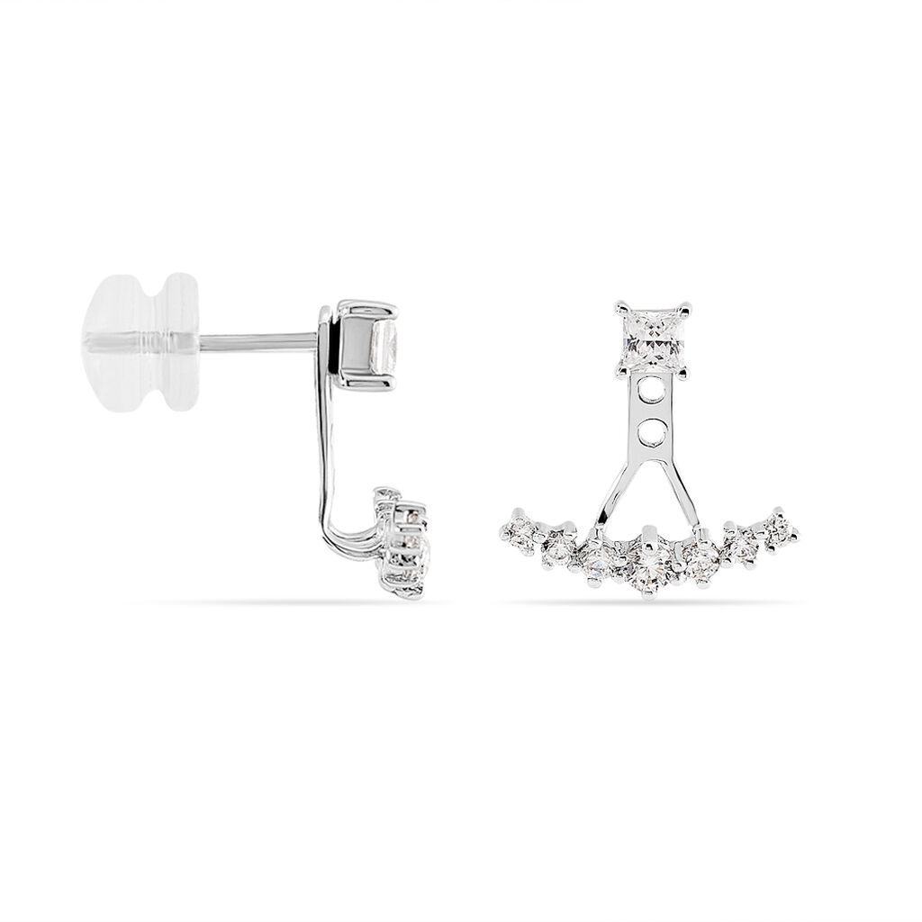 Bijoux D'oreilles Kyoto Or Blanc Oxyde De Zirconium