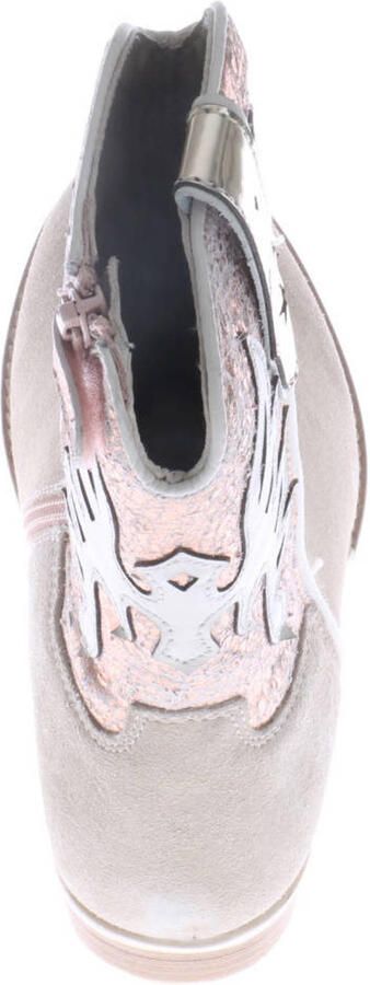 Hip leren laarzen beige metallic roze