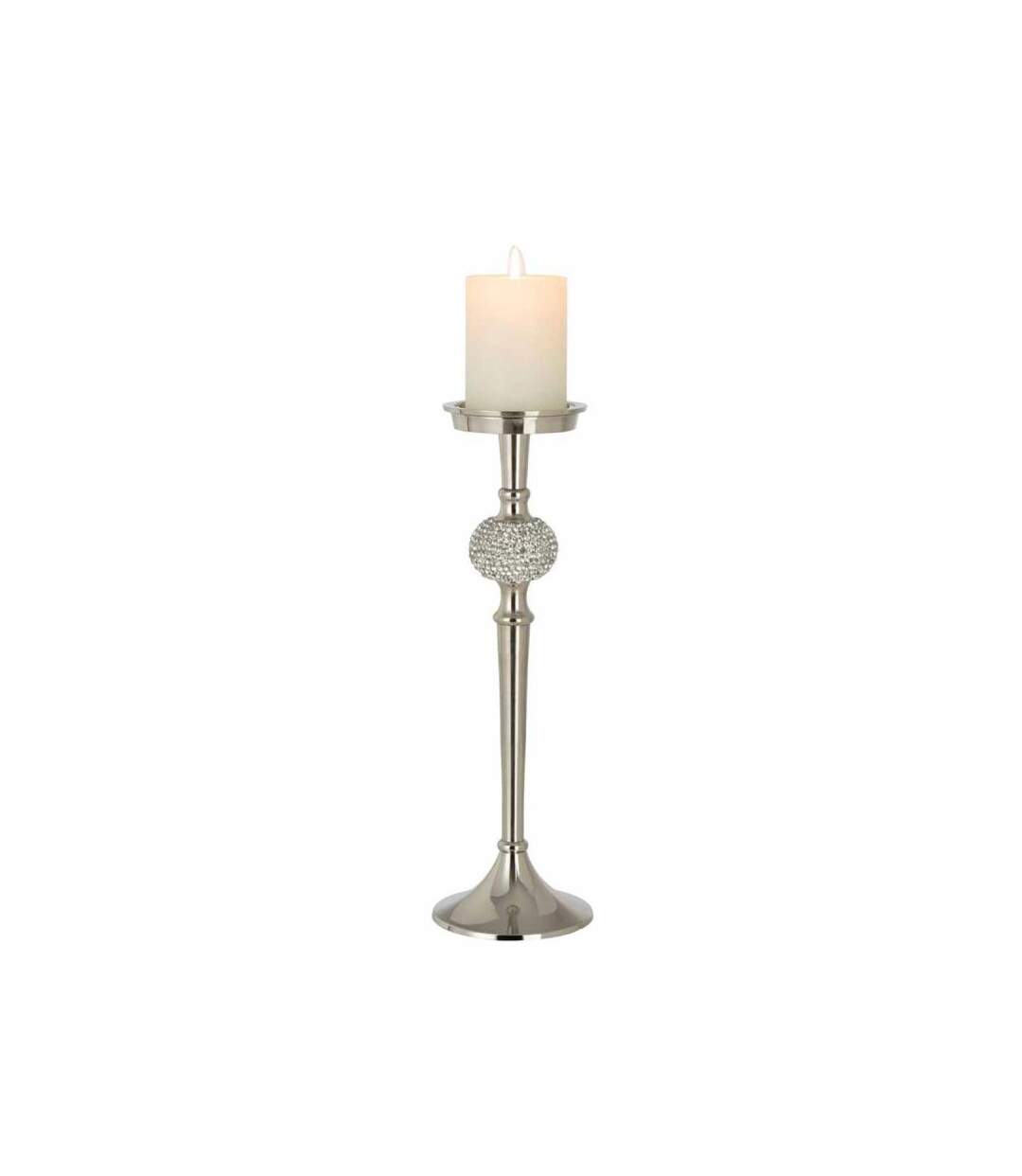 Paris Prix - Bougeoir Design sphère Diamant 36cm Argent