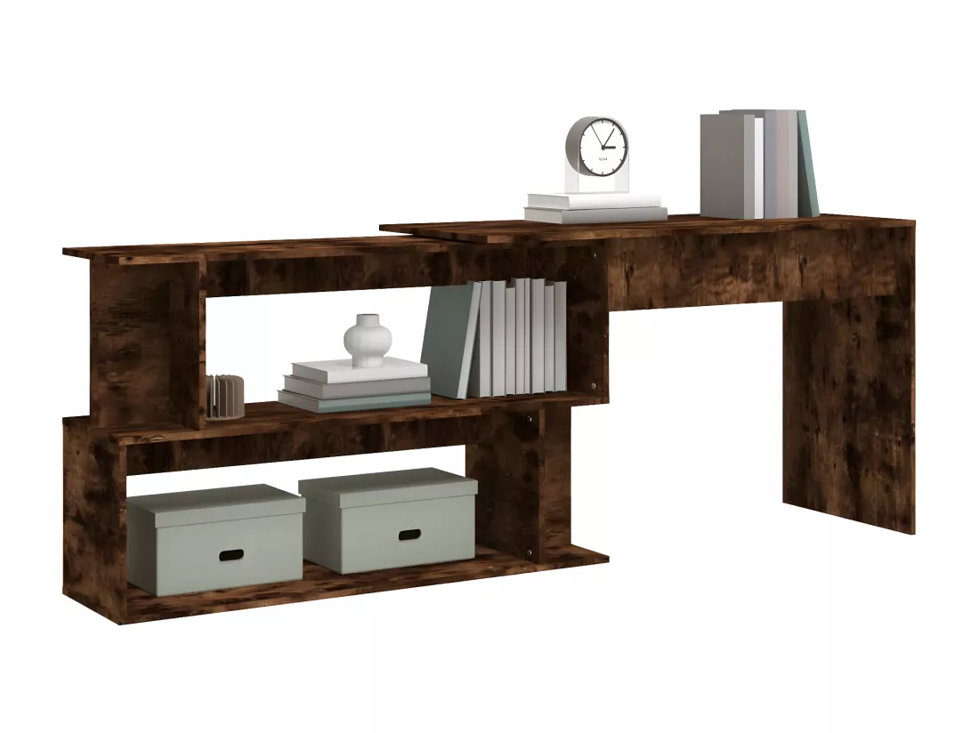 Bureau d'angle Chêne fumé 200x50x76 cm Bois d'ingénierie