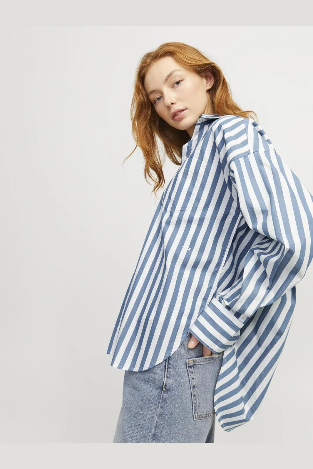 Jjxx Jxjamie Ls Relaxed Poplin Shirt 4544089 coronet blue block