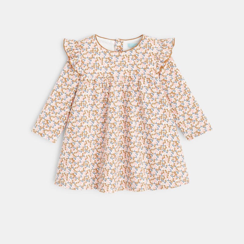 Robe graphique maille gaufrée rose bébé fille Rose