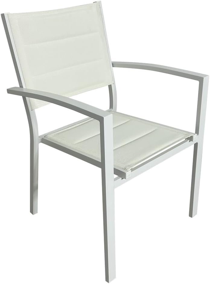 Mommahome® Set mit ausziehbarem Tisch und 4 Stühlen, Gartenmöbel-Set für den Außenbereich, 5-teilig, Aluminiumgestell, Tisch und Stühle für Terrasse, wasserdicht, wetterfest (weiß)