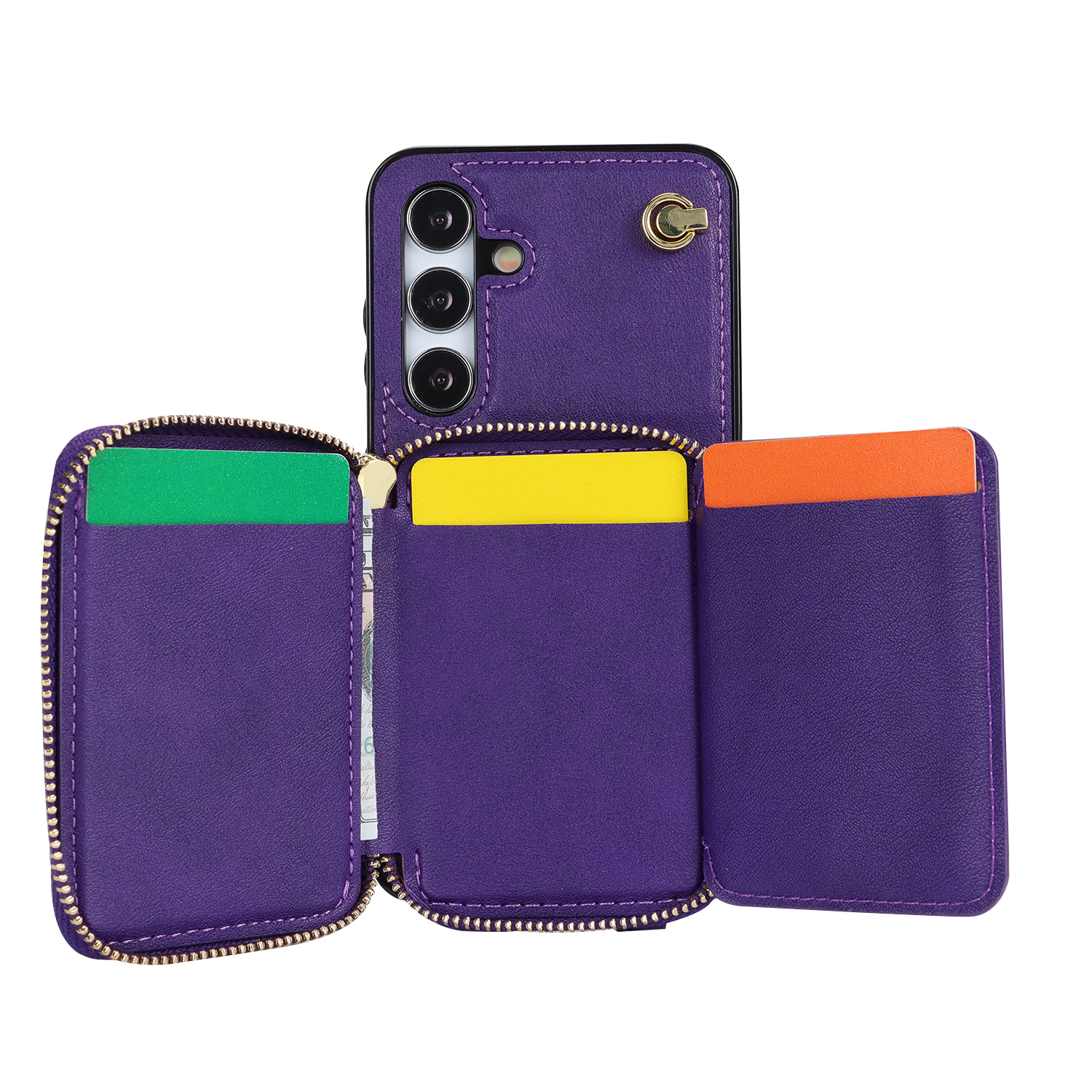 Samsung Galaxy S24  Plus Necklace Leder Schutz Hülle mit Kartenfächer   Handykette (140cm) - Violett