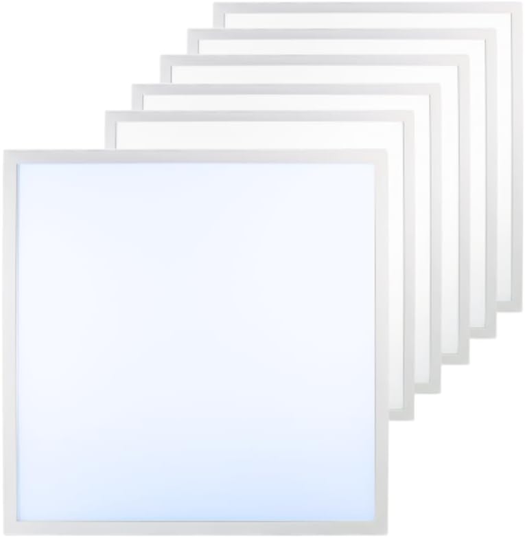 LUXULA 6x LED Panel 62x62cm Rasterleuchte - 36W 3600lm - 6000K Kaltweiß - flimmerfrei - mit Netzteil 230V - LED Deckenleuchte für Rasterdecke - Einlegeleuchte Büroleuchte Gewerbe