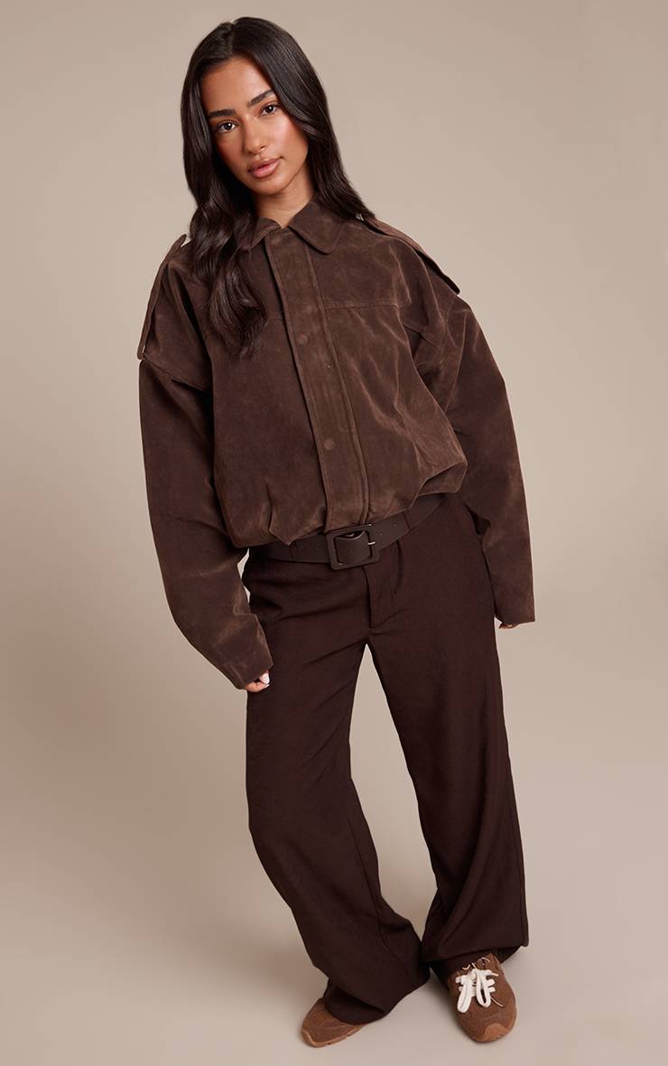 Marron Veste Zippée Oversize En Synthétique Petite