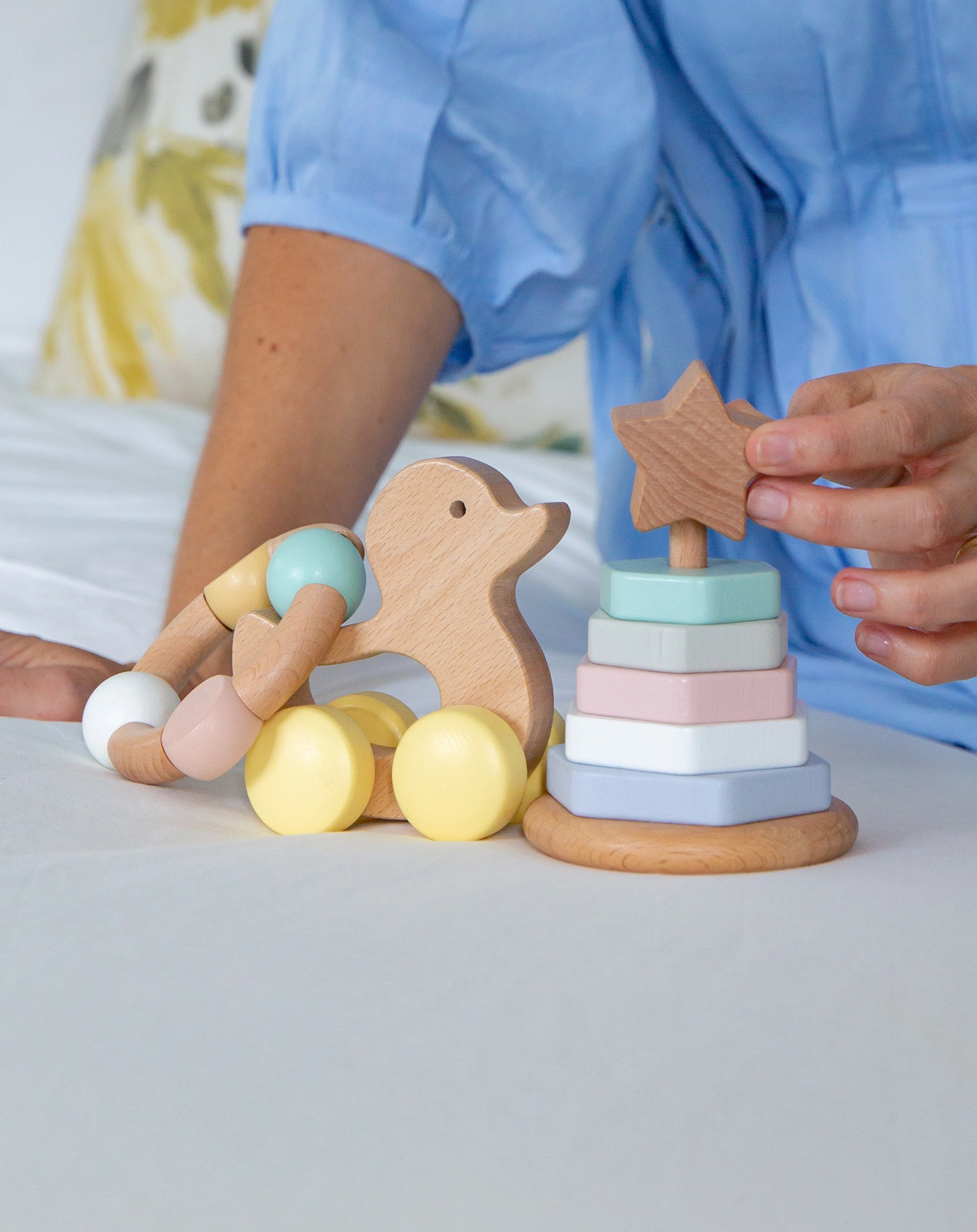 Geschenke-Set ZUR GEBURT 3-teilig aus Holz