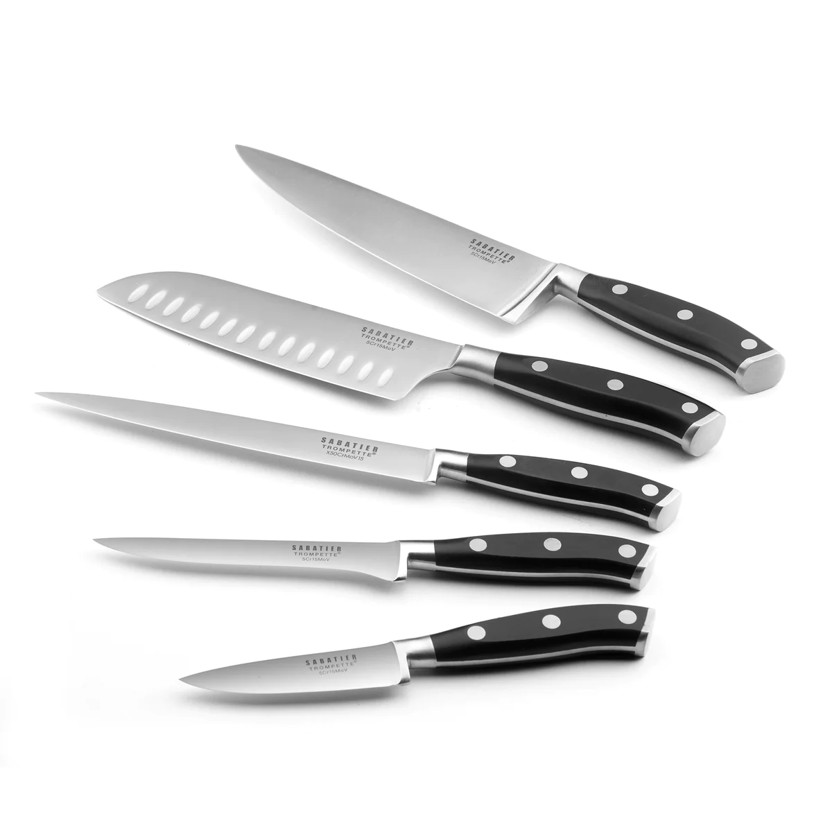 Vulcano - Trousse 5 couteaux de cuisine Sabatier Trompette