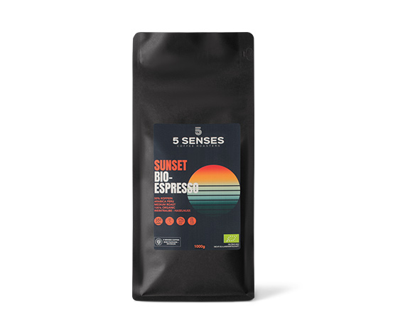 5 Senses - Sunset Bio-Espresso koffeinreduziert - 1 kg Ganze Bohne