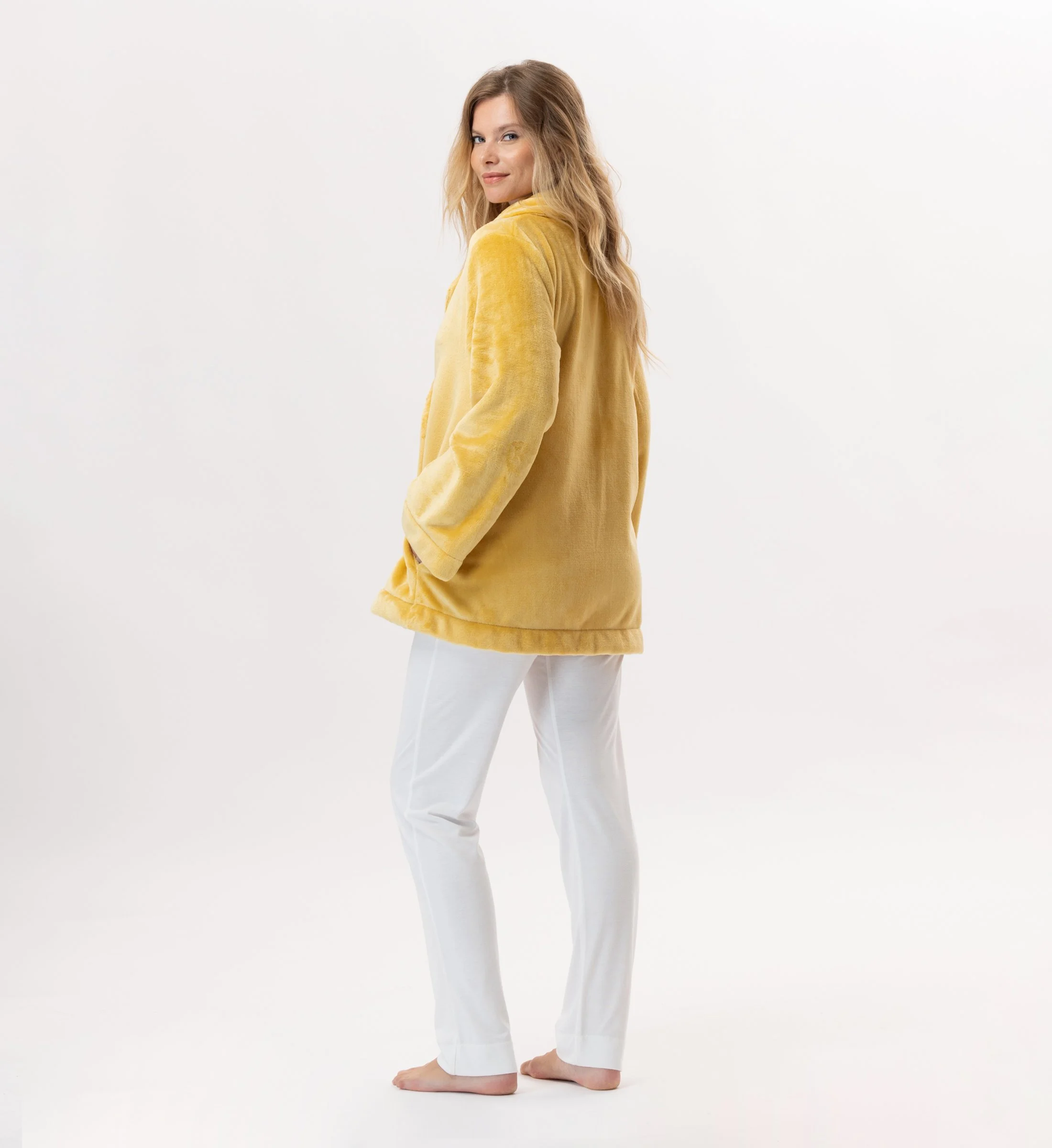 ESSENTIEL H77A - Veste en peluche flanelle | Jaune