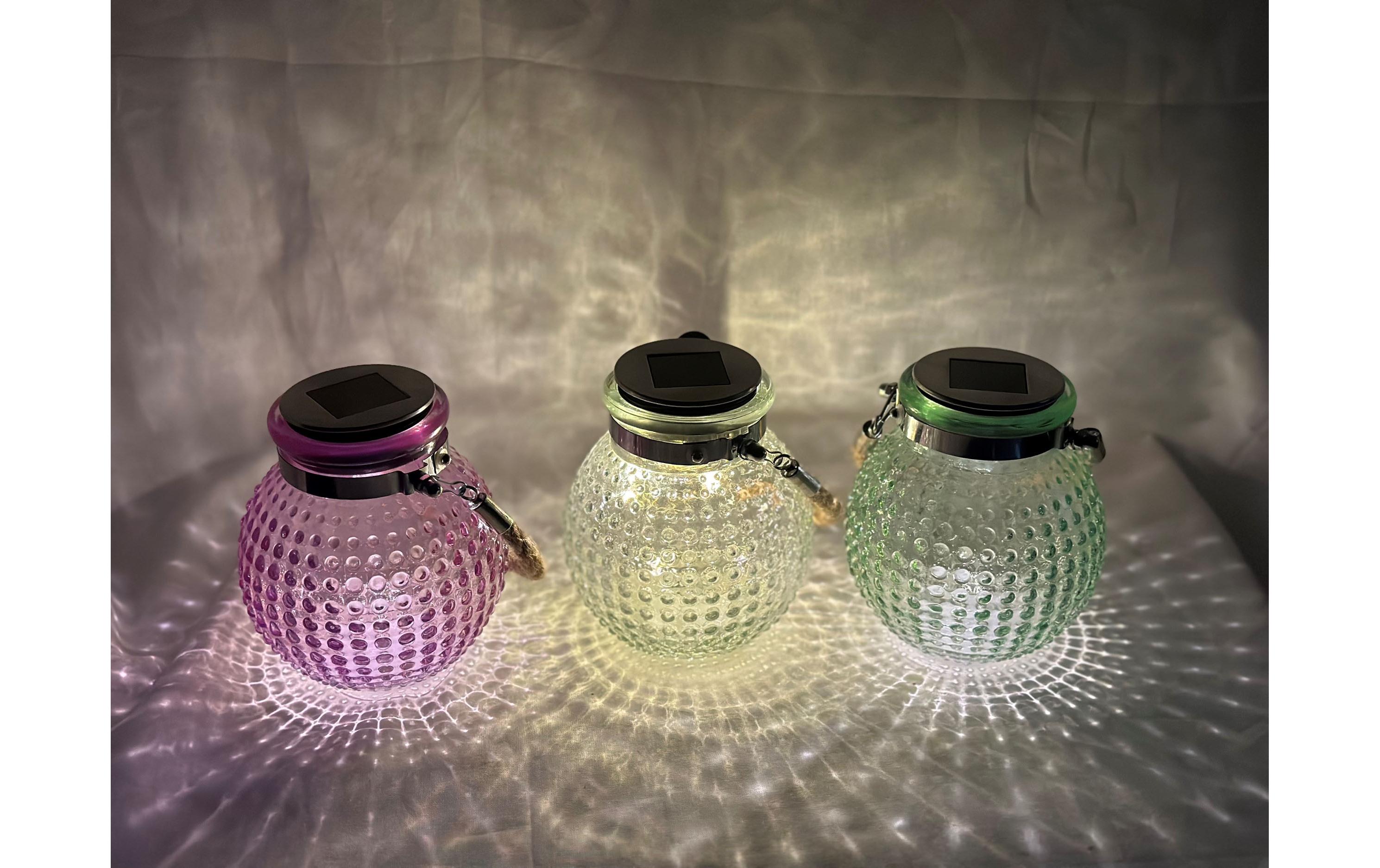 Windlicht Solar Glas 3er SetLED Windlichter