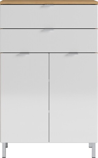 Kommode FEY 60 x 97 cm Eiche/ HG Weiß