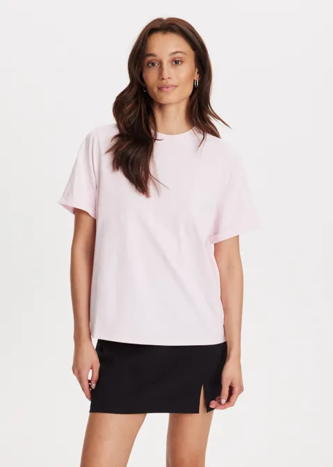 T-shirt met opgerolde mouwen roze (ROS.L)