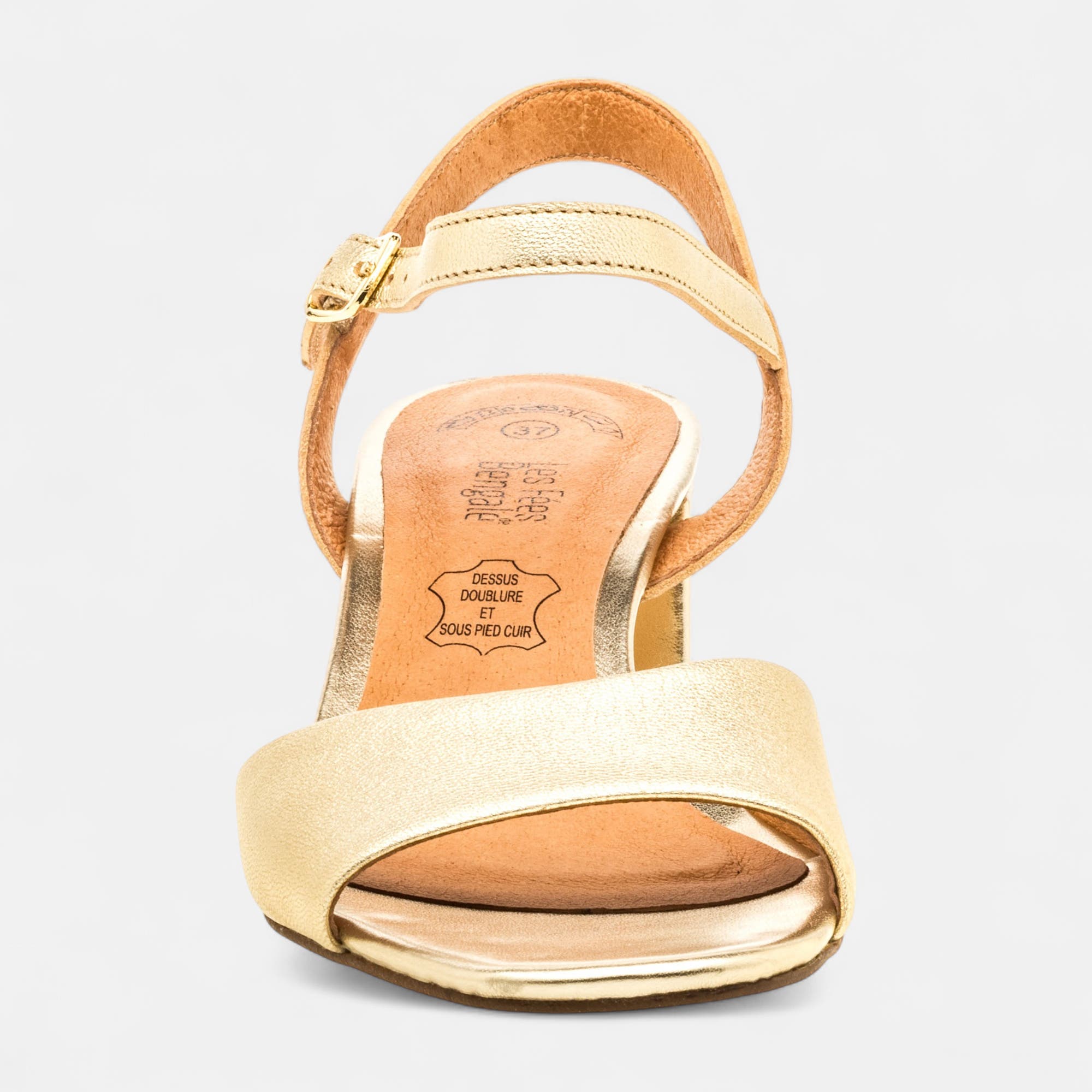 Nu-pieds à talon Femme en cuir or