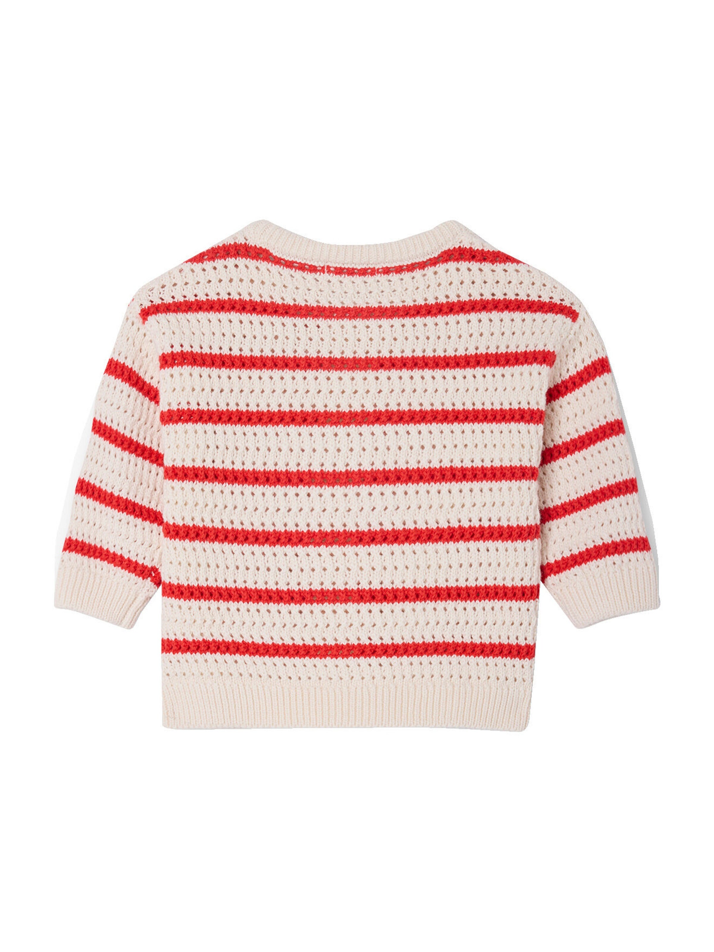 Vertbaudet Baby Strickjacke mit Ajourmuster rot gestreift