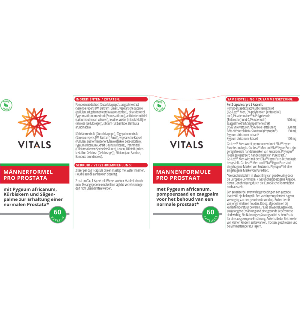 Vitals Mannenform pro prostaat (60 capsules)