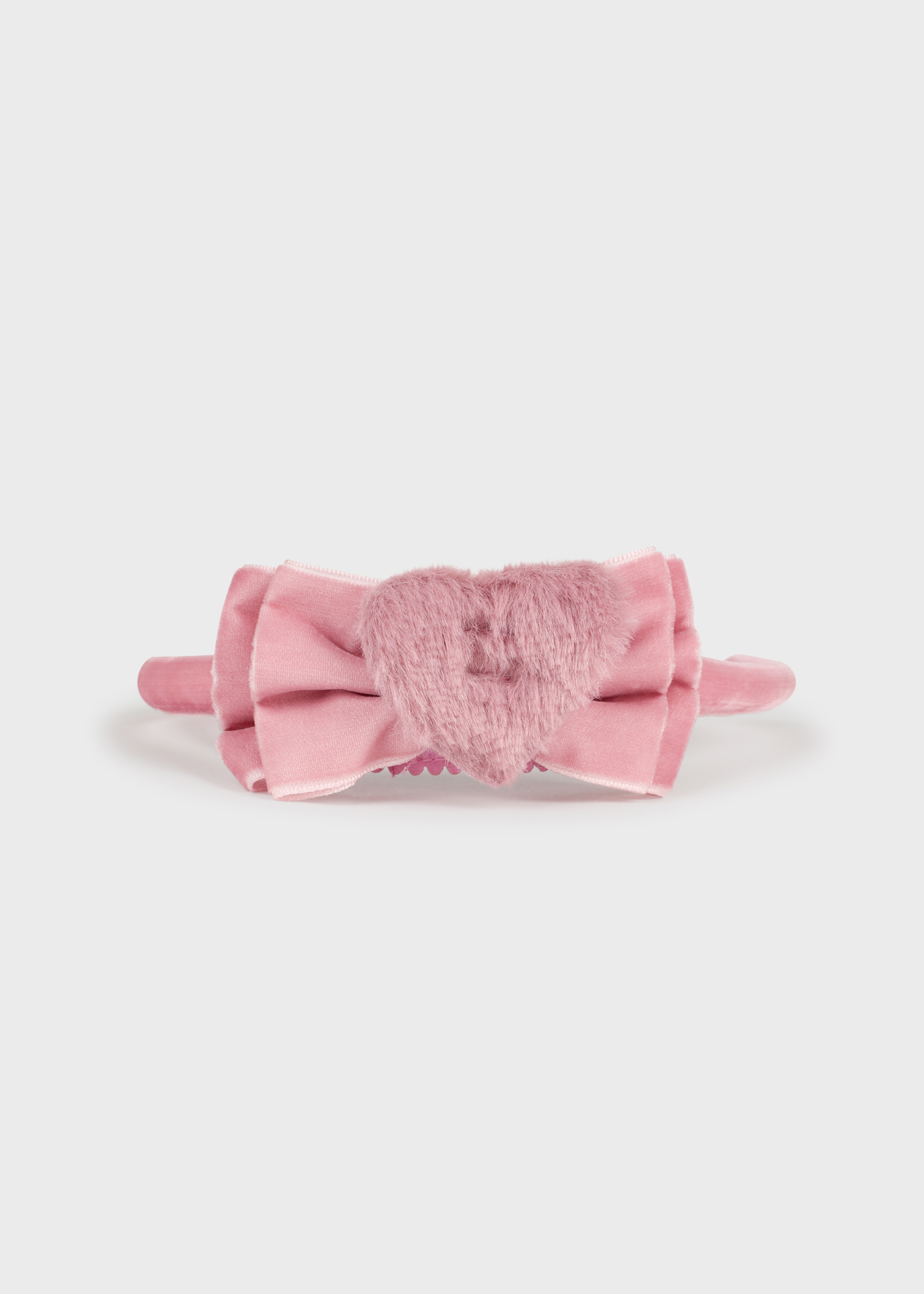 Faixa de cabelo para bebê com laço e coração.