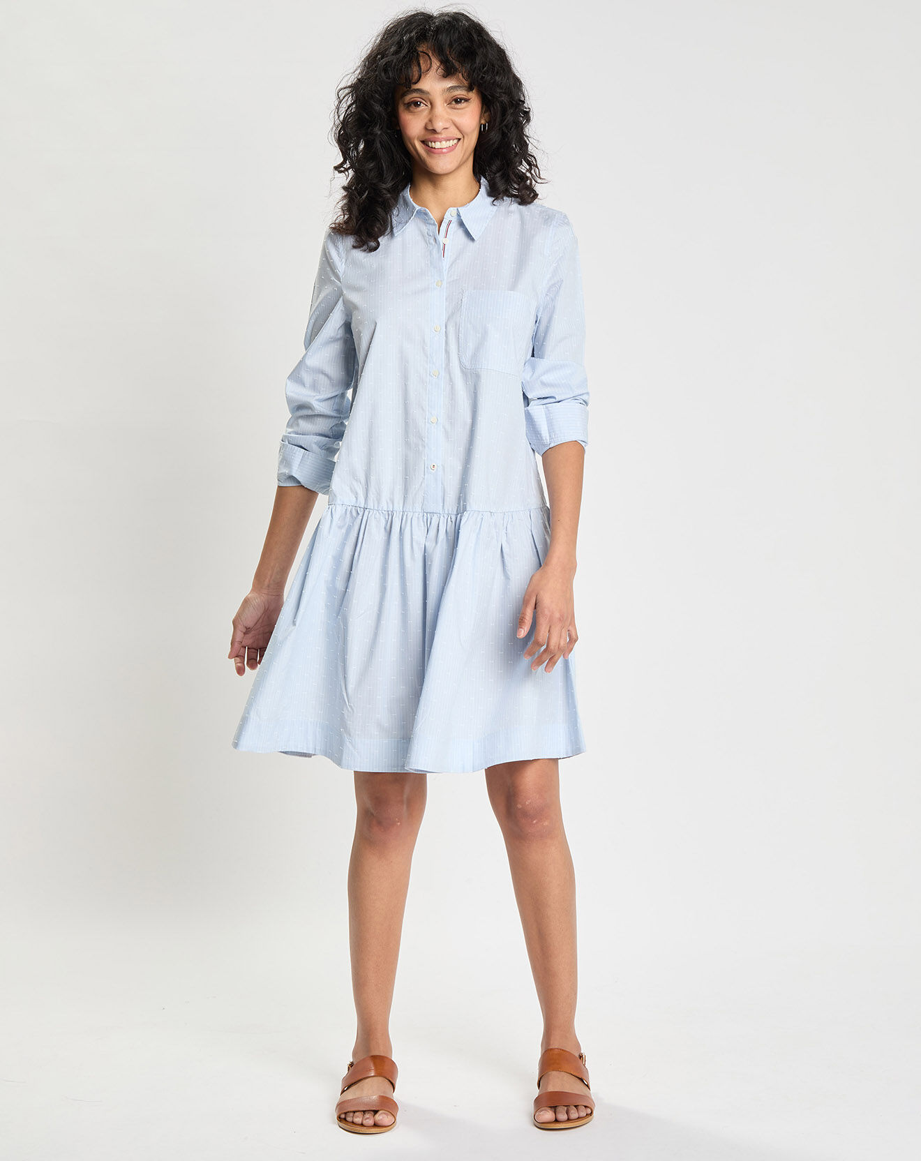 Tommy Hilfiger Robe chemise en popeline dobby bleu clair