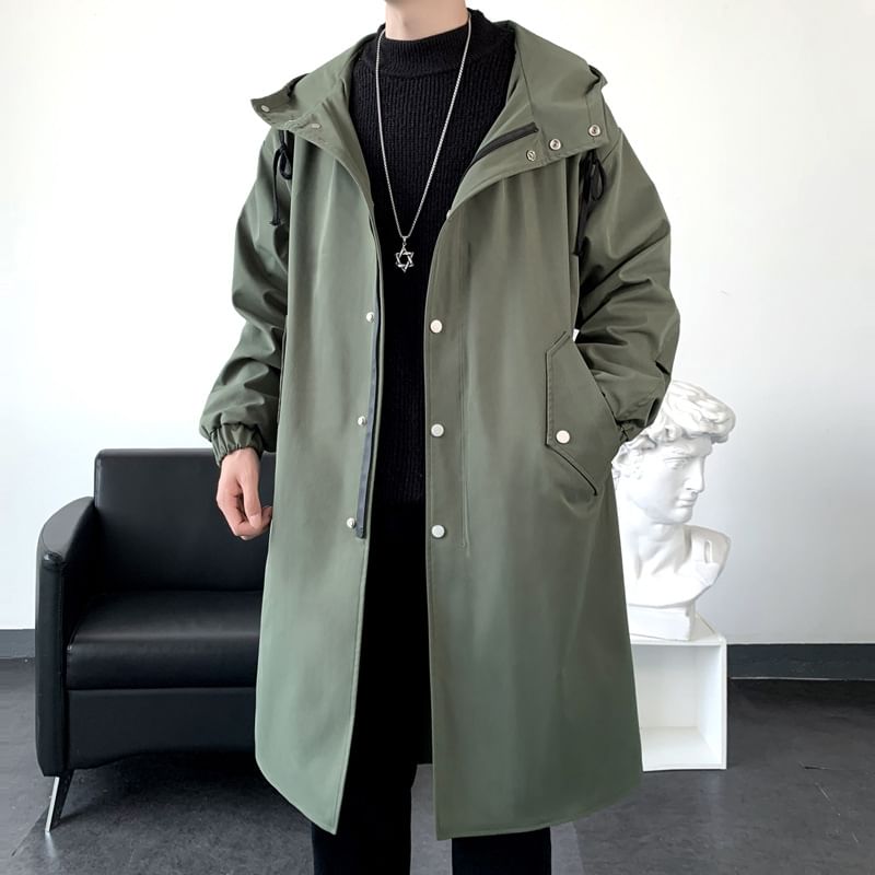 YIKES - Lange trenchcoat met capuchon en knoopsluiting
