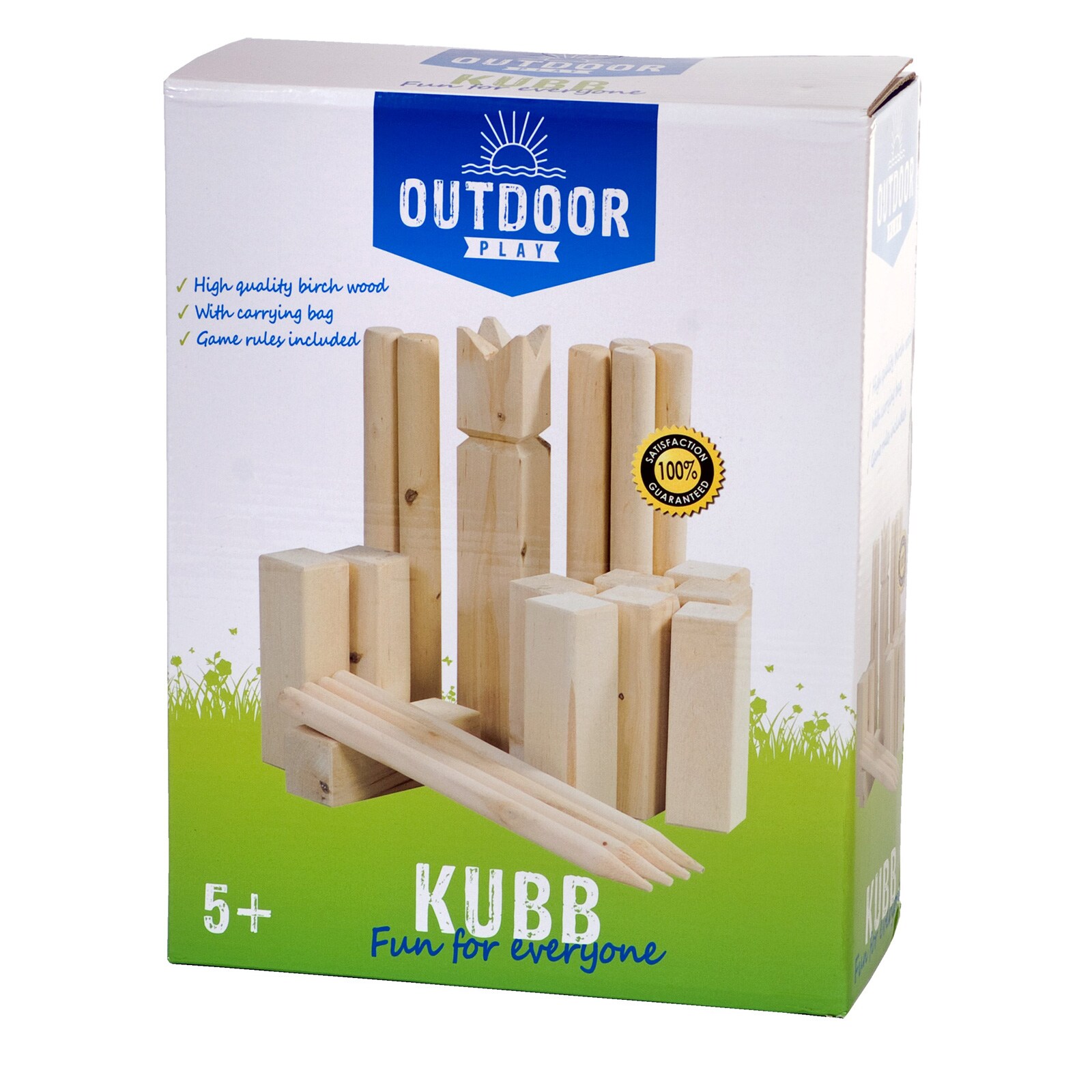 OUTDOOR Wikingerspiel Kubb XL Wurfspiel Rasen Kegelspiel Birke Holz Tasche 21tlg