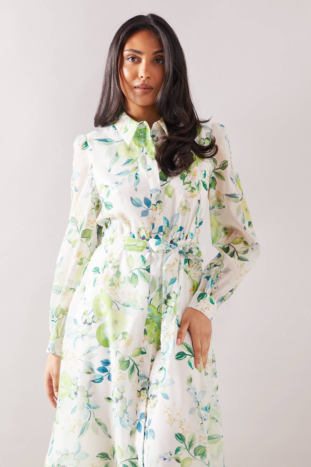 Wallis Robe Chemise Cintrée En Organza À Imprimé Fruits Petite Taille