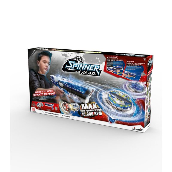 Spinner Mad - Blaster double shoot avec 2 toupies LED
