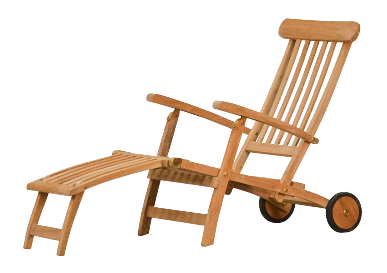 Teakhouten ligstoel, tuinligstoel, zonnebed met armleuningen, wielen, opvouwbaar, premium