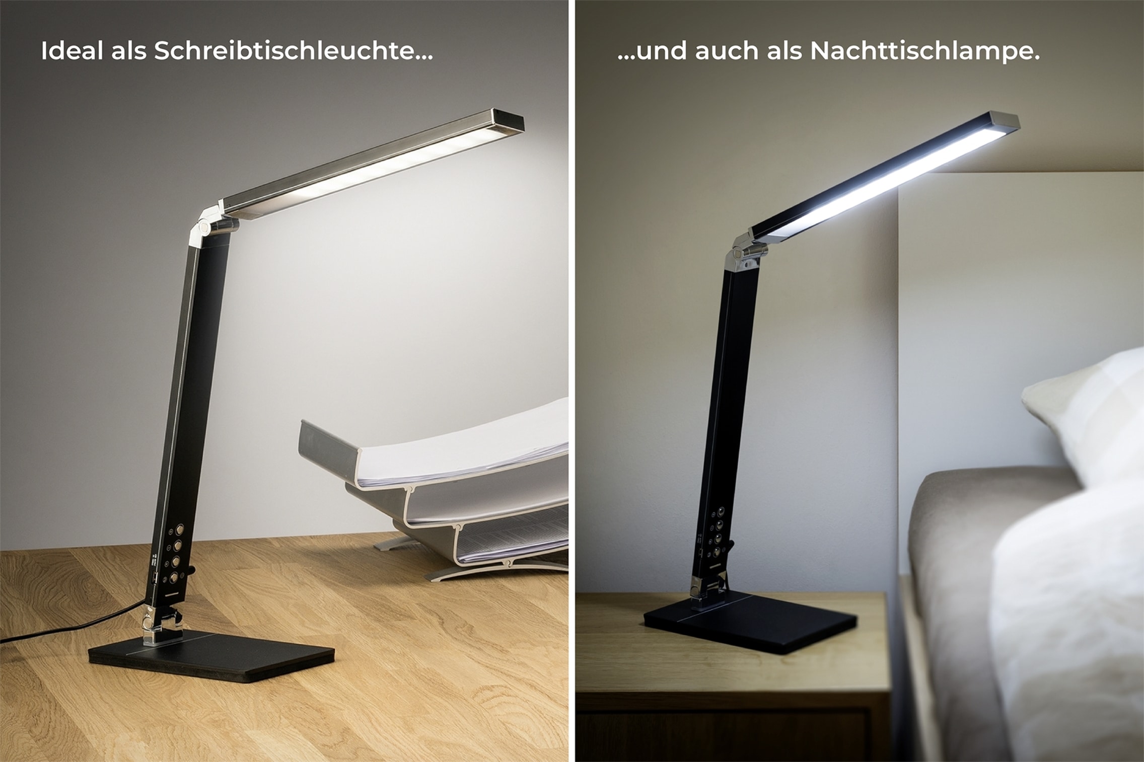 Maximex Tischleuchte »Tageslicht« LED-Modul Neutralweiss | Tageslichtweiss | Warmweiss Tischlampe mit 5 Helligkeitsstufen, standsicherer Fuss, USB-Anschluss