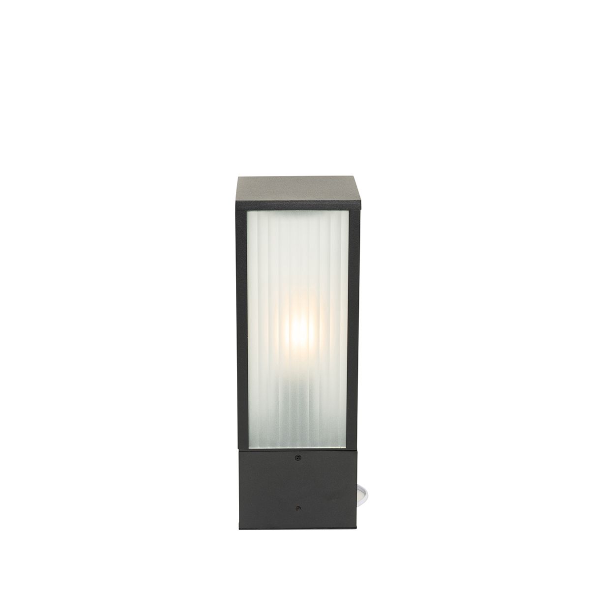 Smart staande buitenlamp zwart met ribbel glas 40 cm incl. Wifi A60 - Charlois