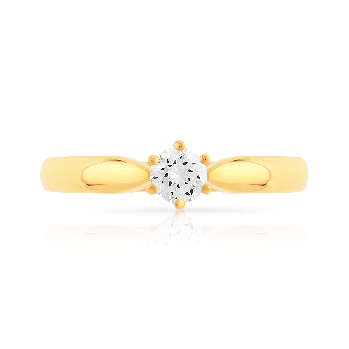Bague solitaire or 750 diamant synthétique 0.20 carat
