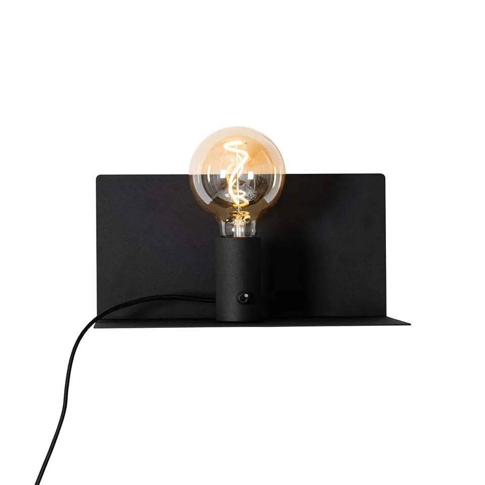 Qazqa wandlampen muro zwart e27