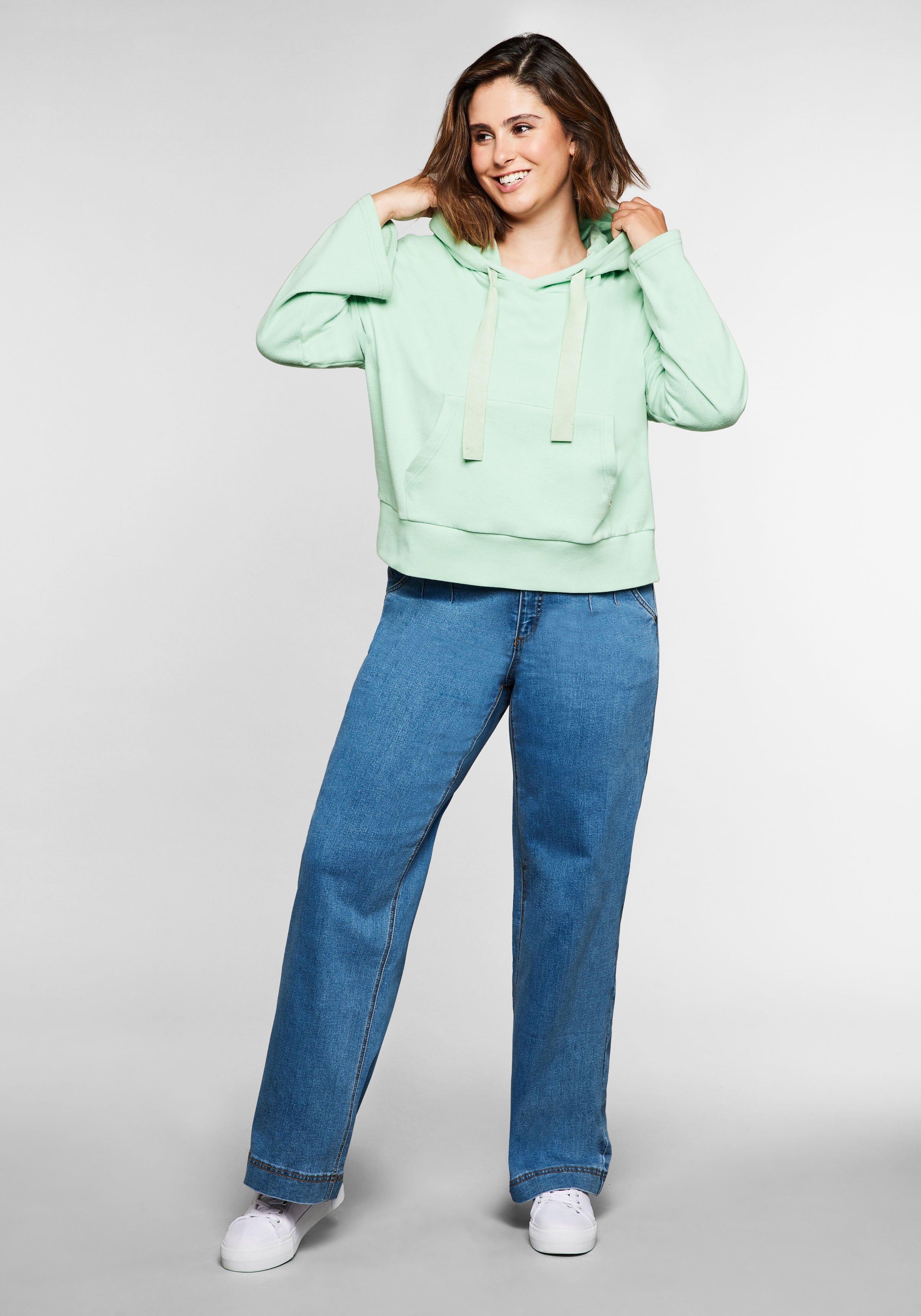 Kapuzensweatshirt in kurzer, weiter Form