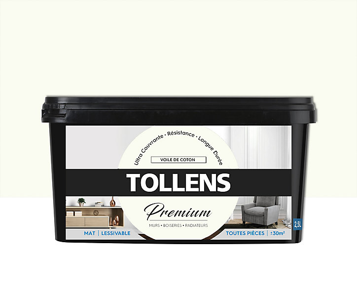 Peinture Tollens premium murs, boiseries et radiateurs voile de coton mat 2,5L