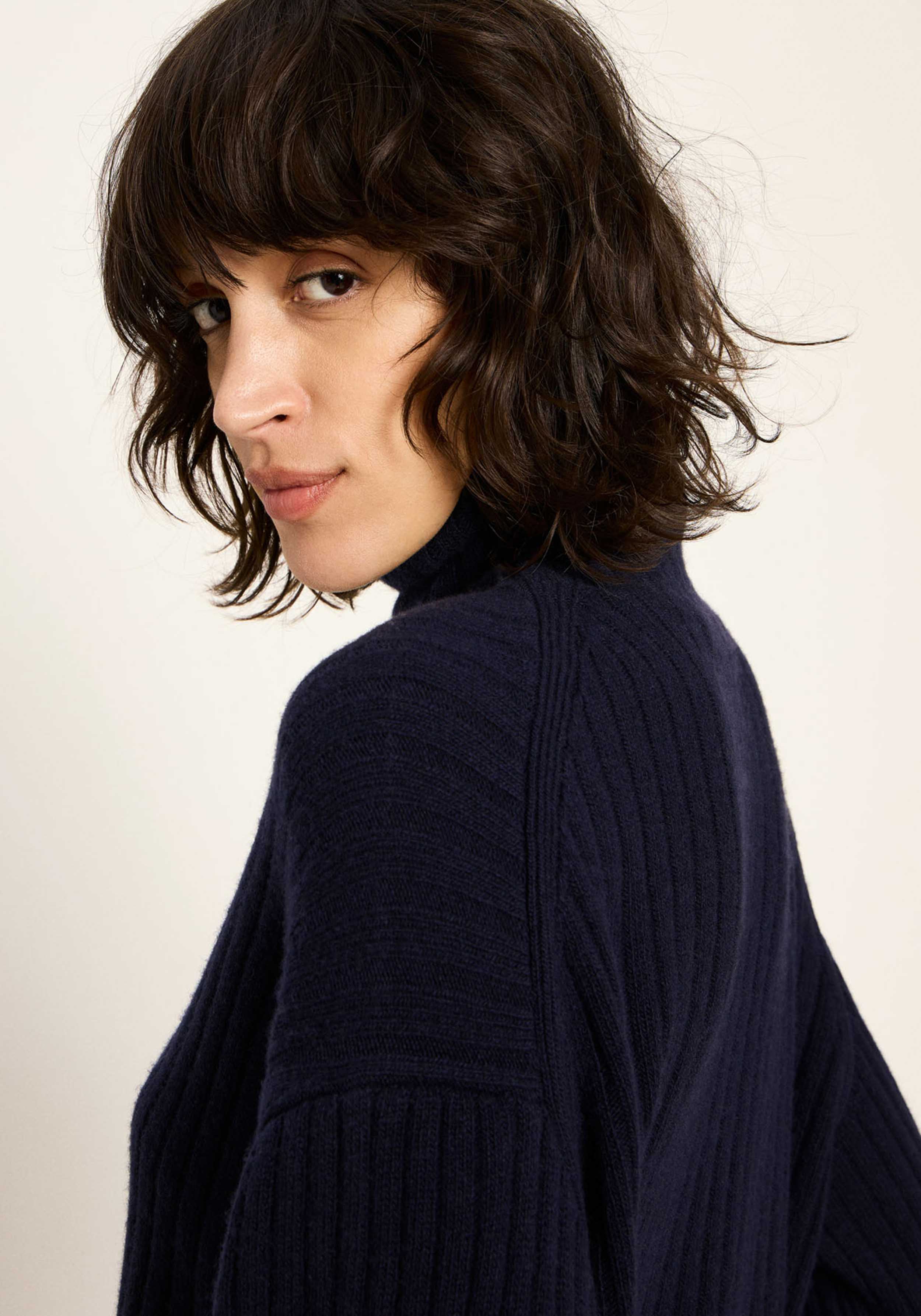 Lanius Rippenpullover Wolle Midnight