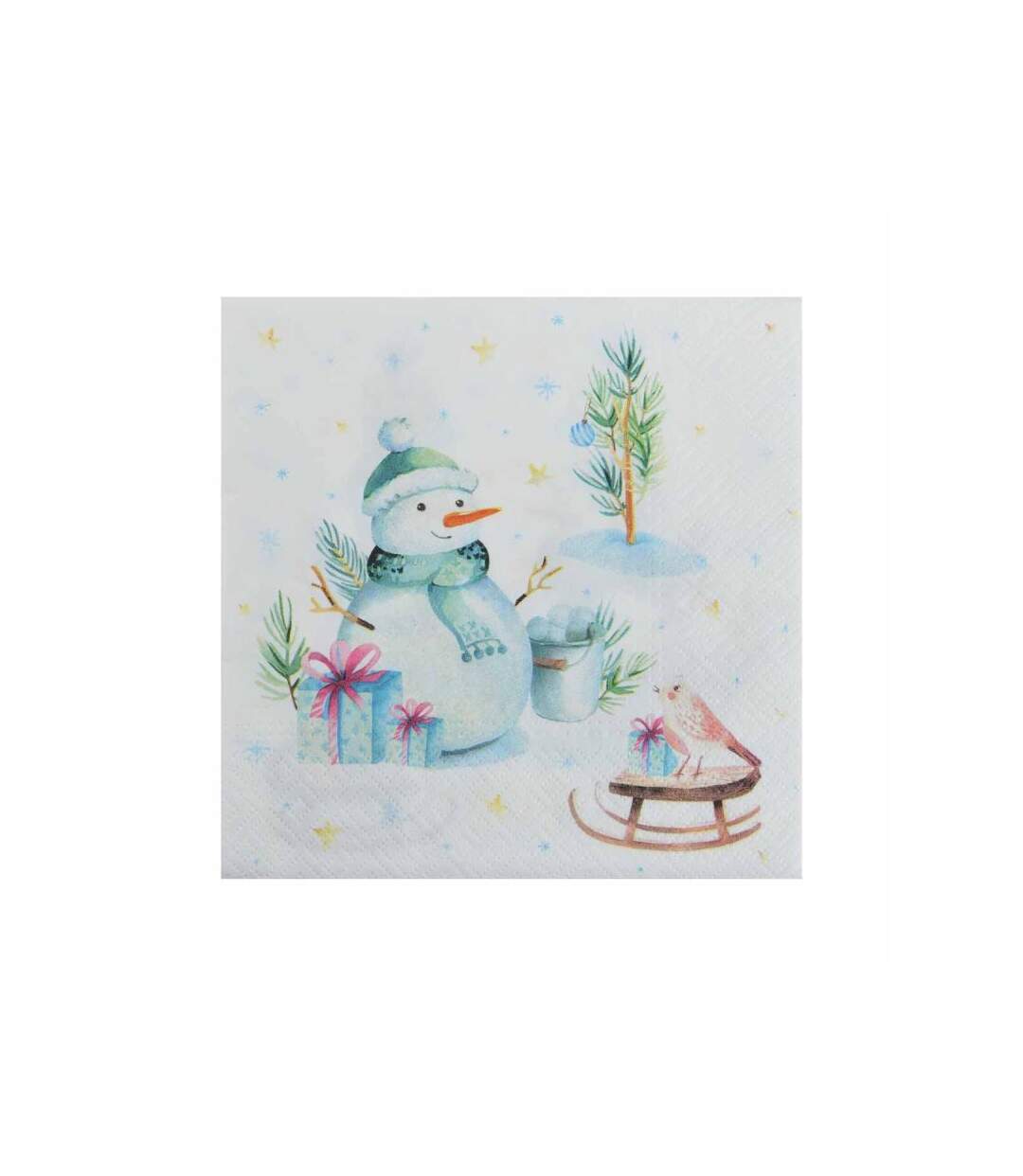 Paris Prix - Lot De 20 Serviettes En Papier bonhomme De Neige 33x33cm Blanc