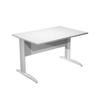 Bureau droit Trend - L120 - Pieds métal en L - plateau blanc - pied métal alu