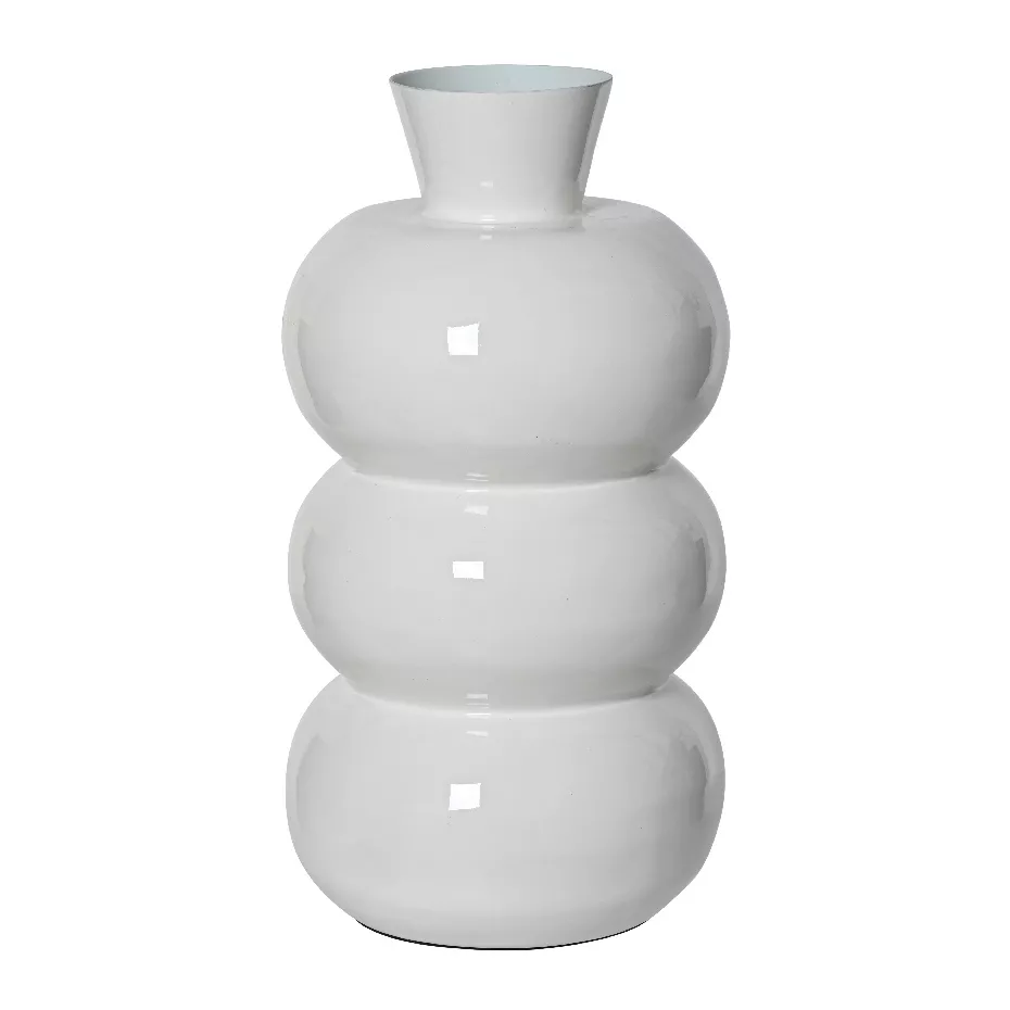 Vase en métal émaillé fait main (H33 cm) Serena Blanc brillant