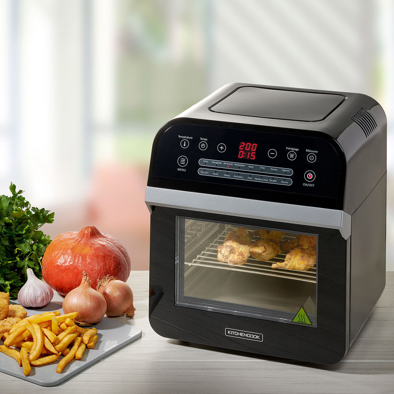 Kitchencook Four à air chaud & Friteuse sans huile multifonctions noir - 12 L
