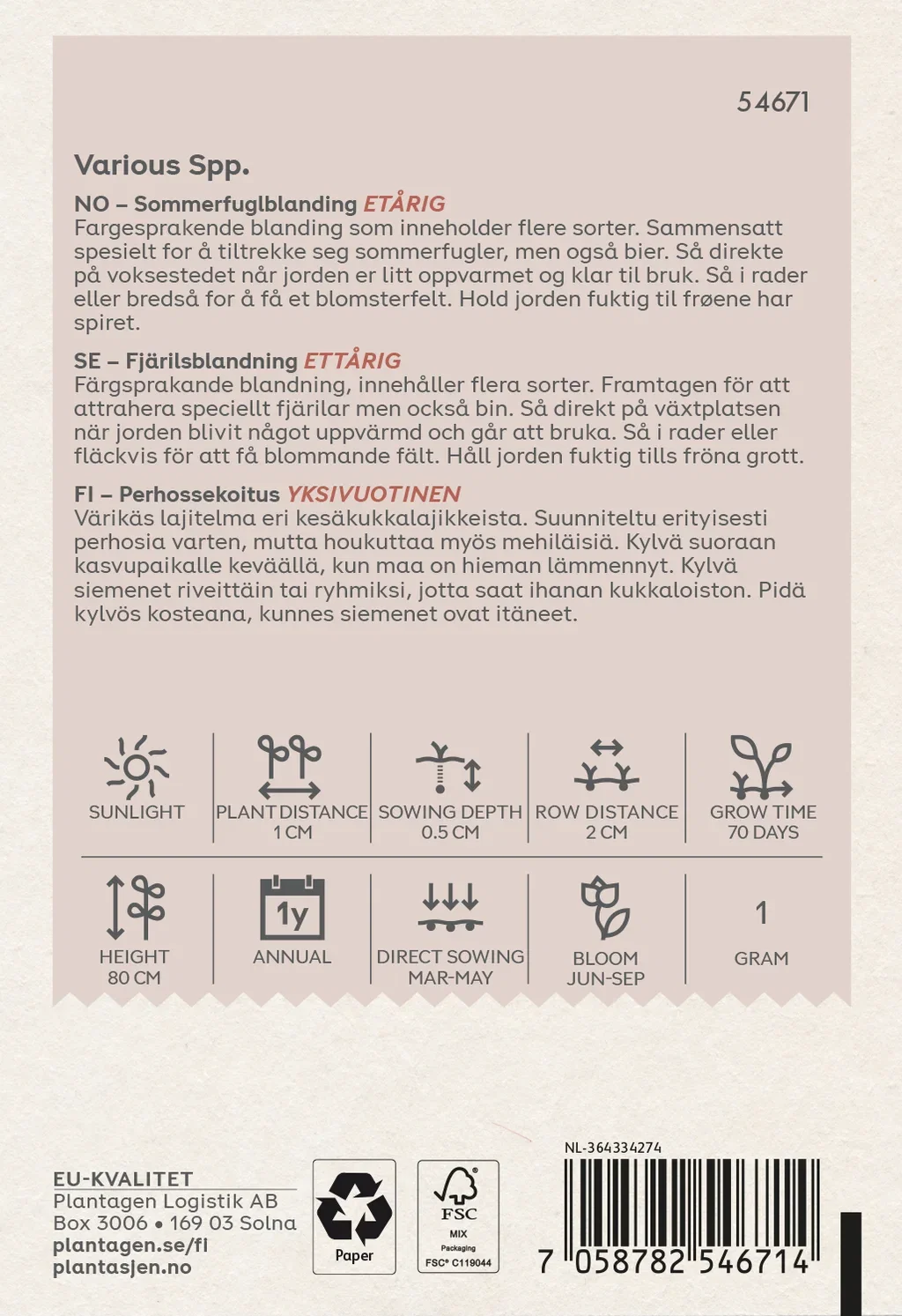 Plantagen Sommerfuglblanding