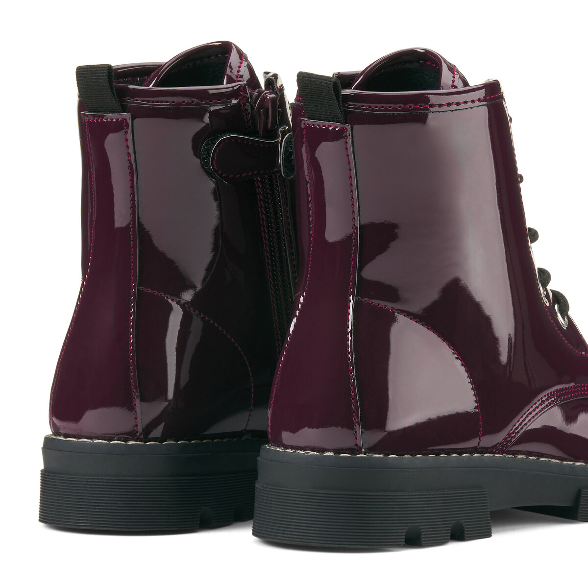 COLEÇÃO LA REDOUTE<br>Botas de cano curto pintadas com zíper e cadarços