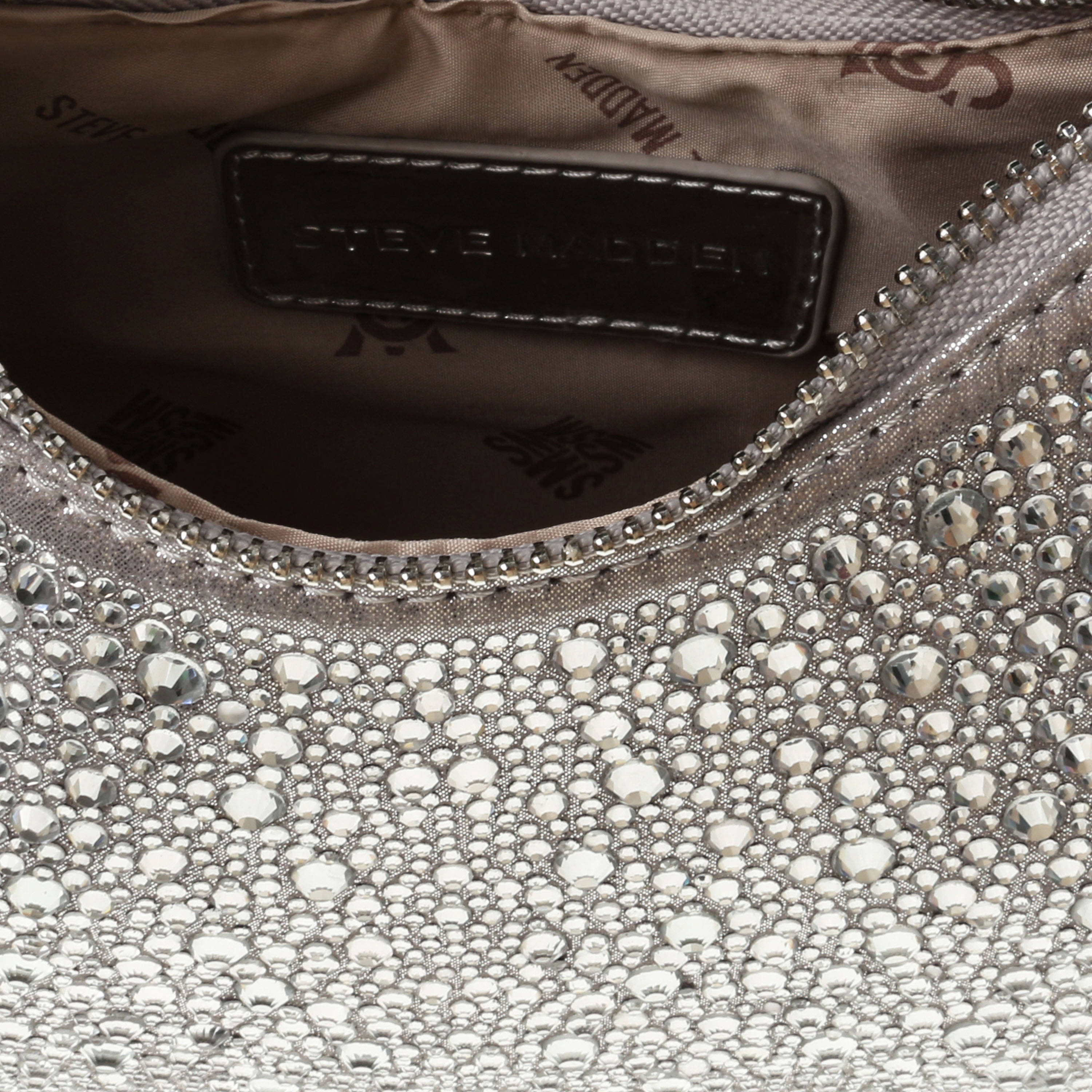 Steve Madden schoudertas met strass Bmartaj zilverkleurig