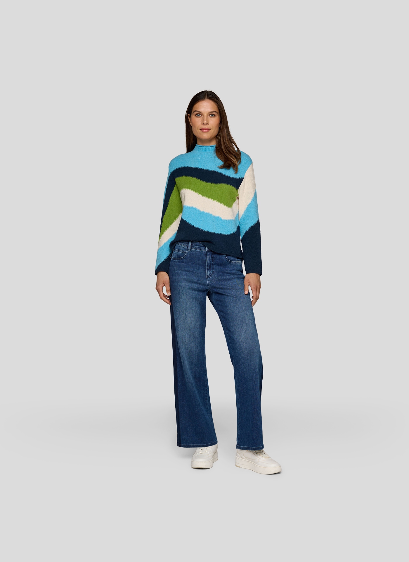Rabe Strickpullover im Colorblocking-Look - gestreift