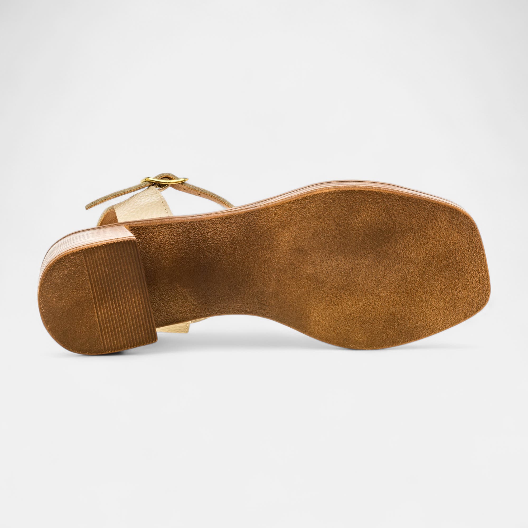 Nu-pieds à talon Femme en cuir beige