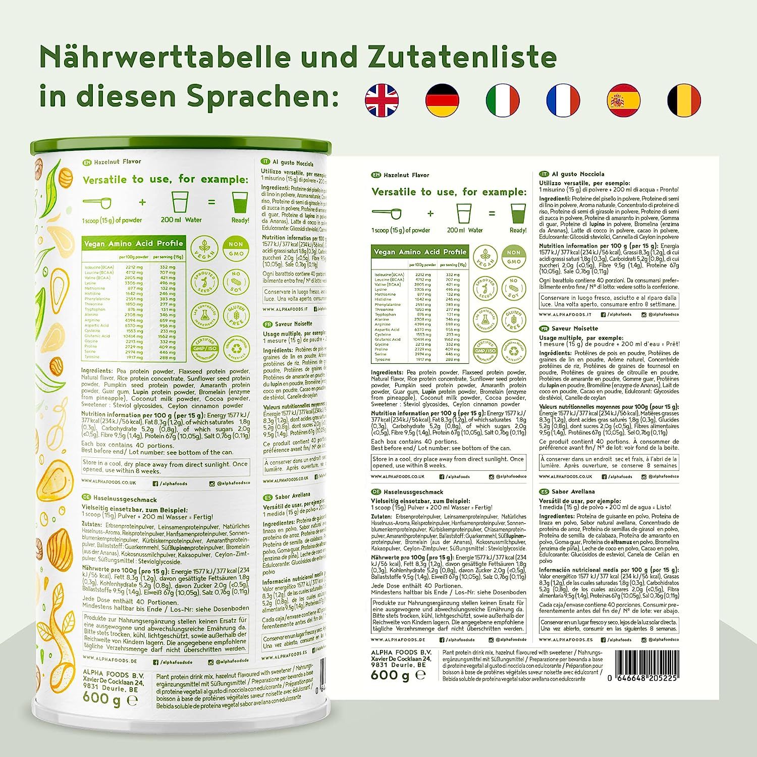 Vegan Protein - HASELNUSS - Pflanzliches Proteinpulver