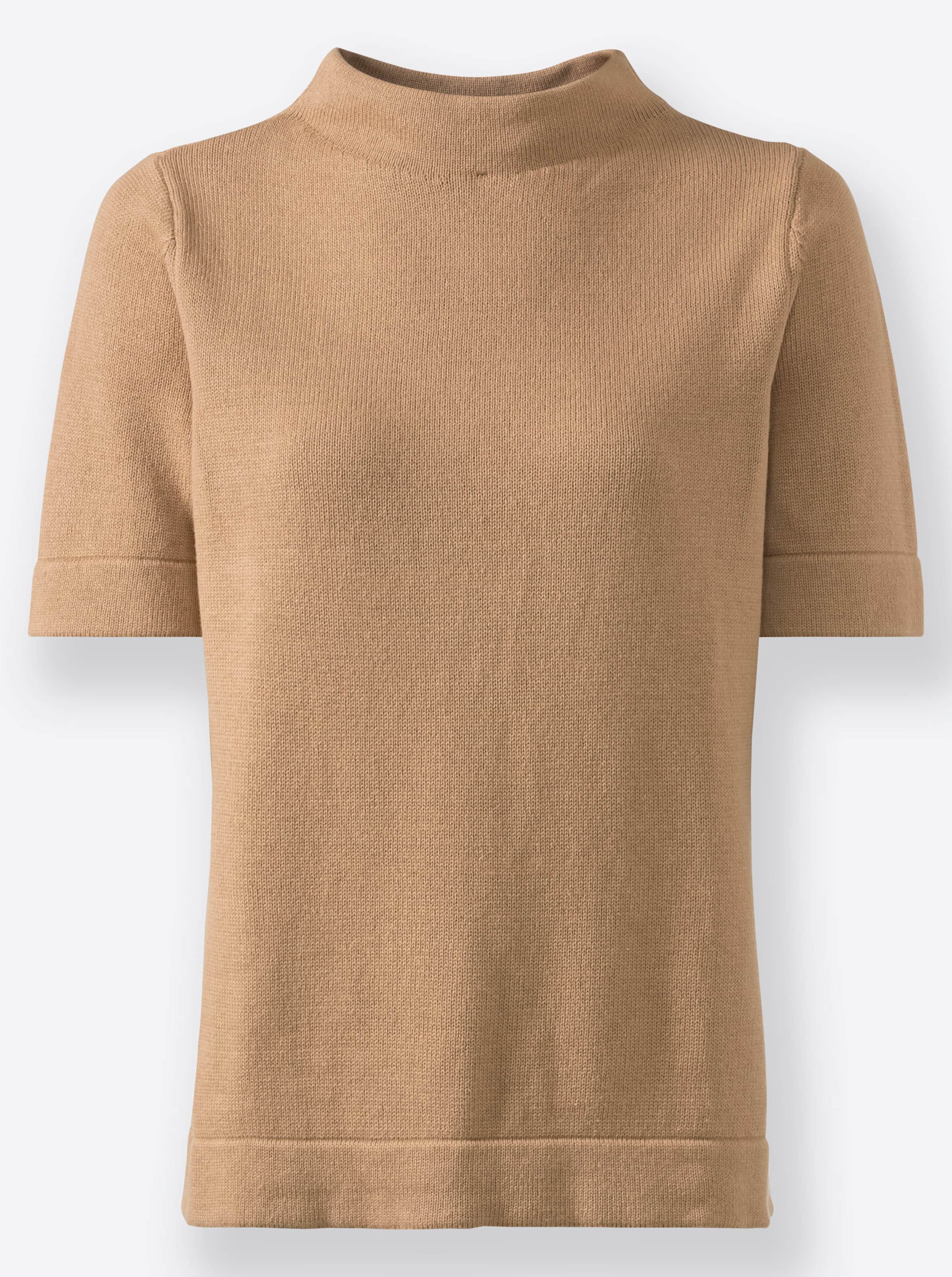 Stehkragenpullover in camel