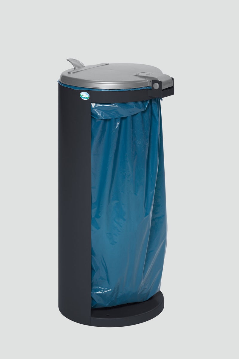 PROREGAL Compacte Afvalbak Junior met Deksel, 35 cm Vulopening, HxBxD 90 x 45 x 45 cm, Staal Antraciet